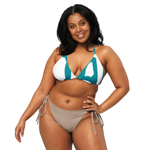 All-over print recycled string bikini top