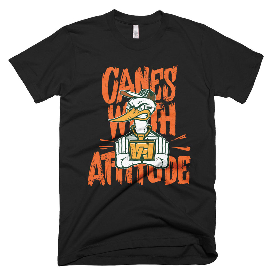 Canes With Attitude Orange text Short-Sleeve T-Shirt